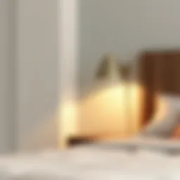 Stylish affordable bedside lamp casting warm light