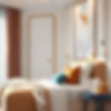 Stylish bedroom showcasing a floating shelf nightstand in use