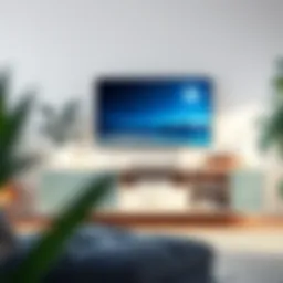 Stylish TV stand showcasing a 65-inch curved television