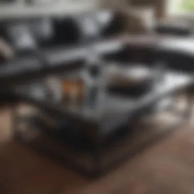 Close-up of materials used in black coffee table sets