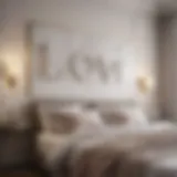 Elegant love-themed wall art in a modern bedroom setting