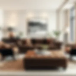 Elegant dark brown ottoman in a modern living room setting