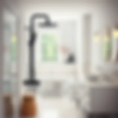 Elegant black chrome fixtures complementing a bright bathroom design