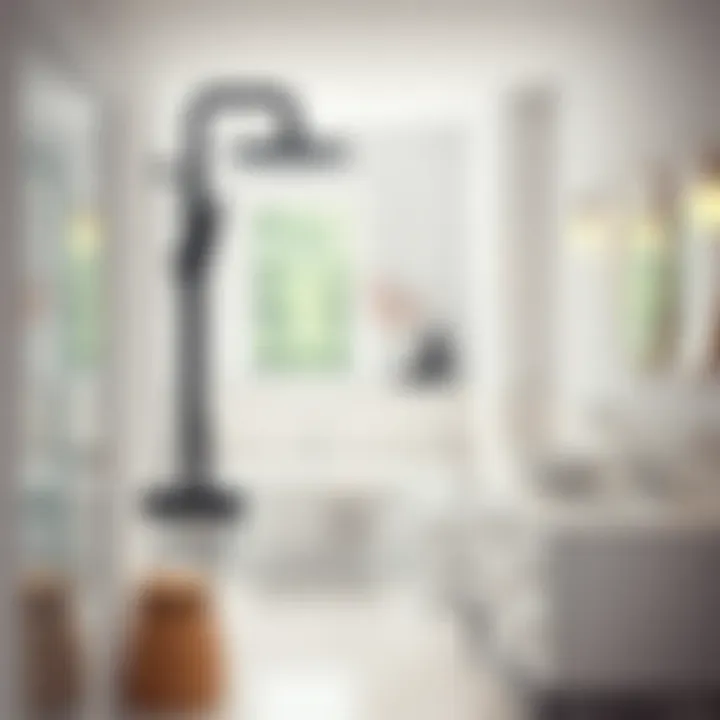 Elegant black chrome fixtures complementing a bright bathroom design