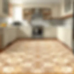Elegant cream kitchen rug with intricate patterns