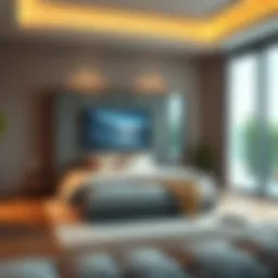 Elegant enclosed bed frame with integrated TV