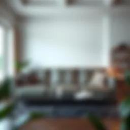 Luxurious grey leather sofa in a modern living room