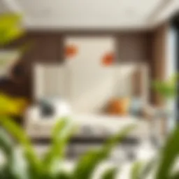 Elegant high back upholstered daybed in a contemporary living room setting