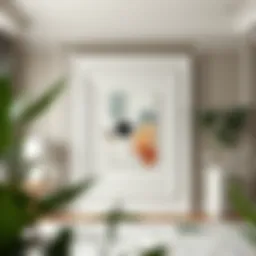 Elegant large white gallery frame showcasing abstract art