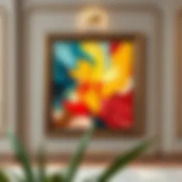 Elegant metal frame showcasing a vibrant canvas painting