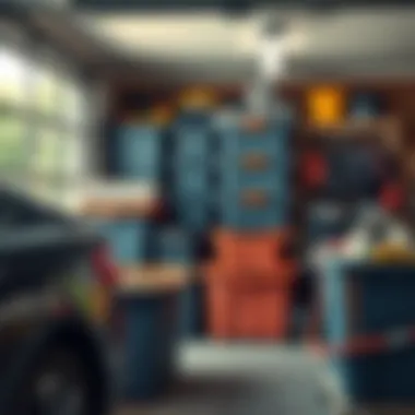 Functional Garage Storage Solutions Functional oversized plastic bins organized in a garage