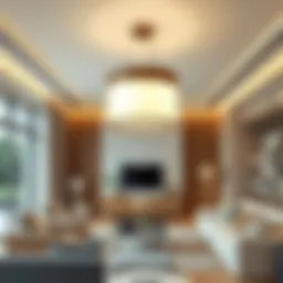 A stunning semi flush mount globe ceiling light illuminating a modern living room