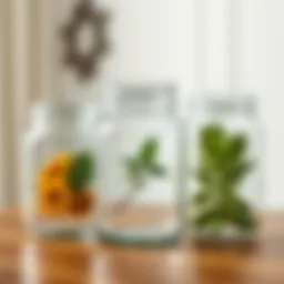 Elegantly arranged mason jars showcasing various decorative styles