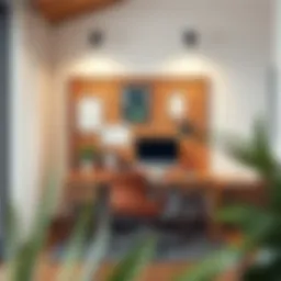 Elegant cork board showcasing a stylish home office