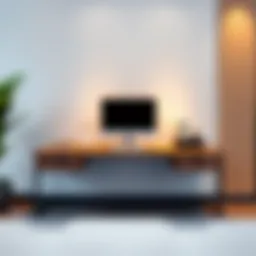 Modern floating desktop desk design showcasing sleek lines