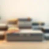Diverse types of mattresses arranged for comparison