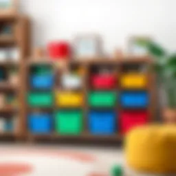 Modern toy storage solution with vibrant bins