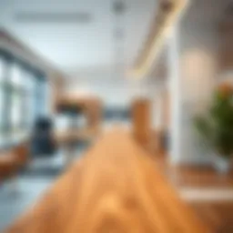 Elegant wood cable raceway in a modern office