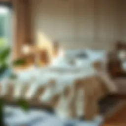 Luxurious bedspread in a modern bedroom setting