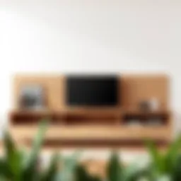 Elegant large floating shelf showcasing a modern TV setup