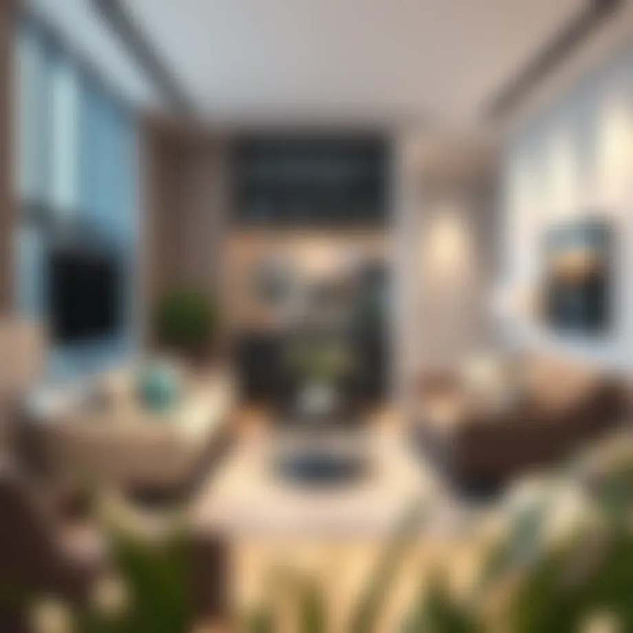 Elegant living room with modern furniture in a one-bedroom apartment
