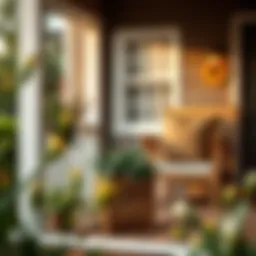 Elegant wooden plant holder on a porch