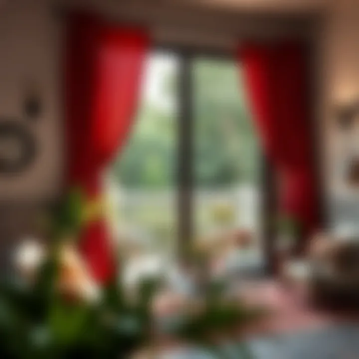 Color psychology representation with red patio curtains, emphasizing emotional and aesthetic influences
