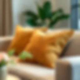 Luxurious suede throw pillows on a stylish sofa